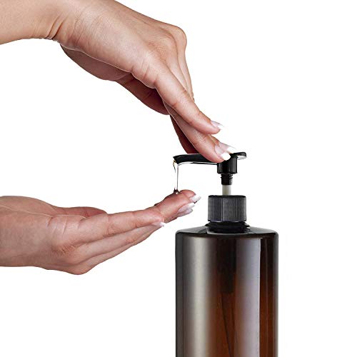 Yalbdopo 2 Botes de plástico vacíos de 500 ml / 17 oz para loción de plástico de Repuesto, Color Negro y Blanco, para champú (marrón)