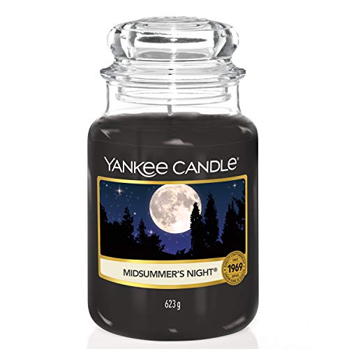 Yankee Candle 115174E - Midsummer Night Vela grande y aromatica con extracte de plantas naturales, negro, 632 g