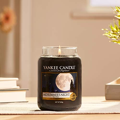 Yankee Candle 115174E - Midsummer Night Vela grande y aromatica con extracte de plantas naturales, negro, 632 g