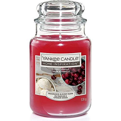 Yankee Candle Cherry Vanilla - Vela perfumada en aroma de cerezas y vainilla cremosa, tamaño grande