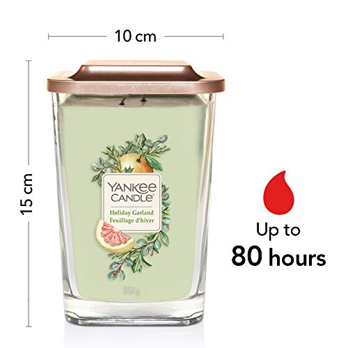 Yankee Candle Colección Elevation, Vela Aromática Grande Cuadrada de 2 Mechas con Tapa de Plataforma, Guirnalda Festiva