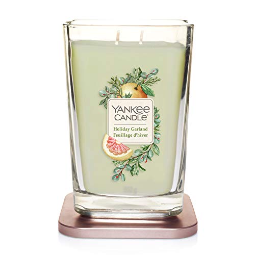 Yankee Candle Colección Elevation, Vela Aromática Grande Cuadrada de 2 Mechas con Tapa de Plataforma, Guirnalda Festiva