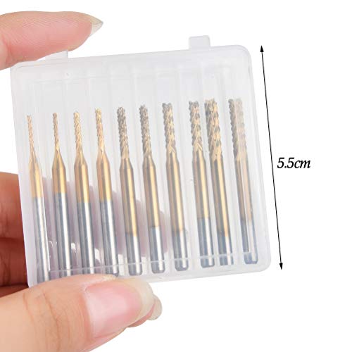 Yanshon - Juego de 10 brocas para fresadora de metal duro, fresas rotativas CNC, para fibra de carbono y madera dura