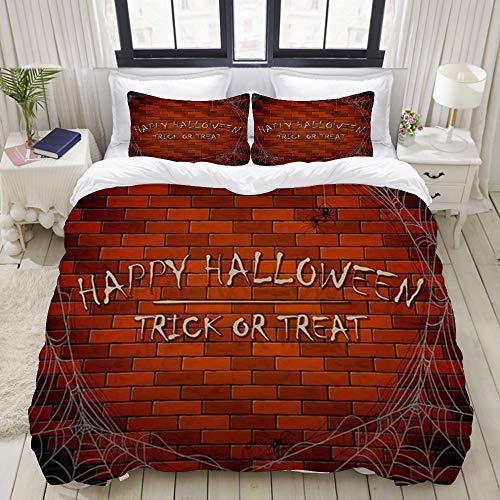 Yaoniii Juego de Fundas de edredón,Truco o Trato de Halloween,Fundas Edredón 200 x 200 cm+1 Funda de Almohada 40x75cm