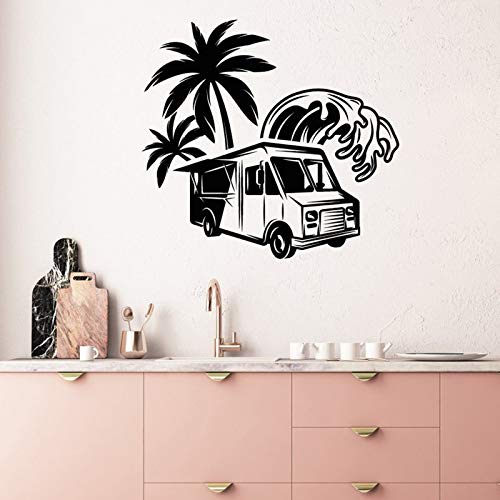 yaonuli Food Truck Vinilo calcomanía de Pared Comida rápida Street Beach Estilo Pegatina Mural 42x39cm