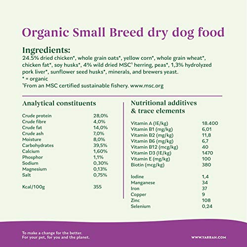 Yarrah Perro Pequeño Pienso De Pollo con Proteina 2Kg Bio 1 Unidad 2000 g