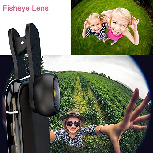Yarrashop 3 en 1 Teléfono móvil Kit de Lentes,Lentes de Ojo de pez Forma de pétalo Lente Macro Lente Gran Angular para iPhone, Samsung, iPad, Huawei y Otros Teléfonos Inteligentes Negro