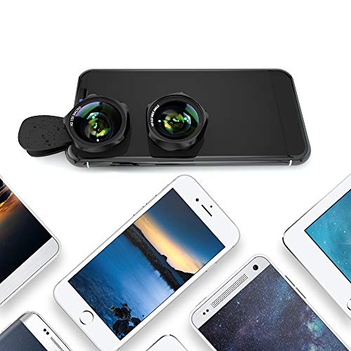 Yarrashop 3 en 1 Teléfono móvil Kit de Lentes,Lentes de Ojo de pez Forma de pétalo Lente Macro Lente Gran Angular para iPhone, Samsung, iPad, Huawei y Otros Teléfonos Inteligentes Negro