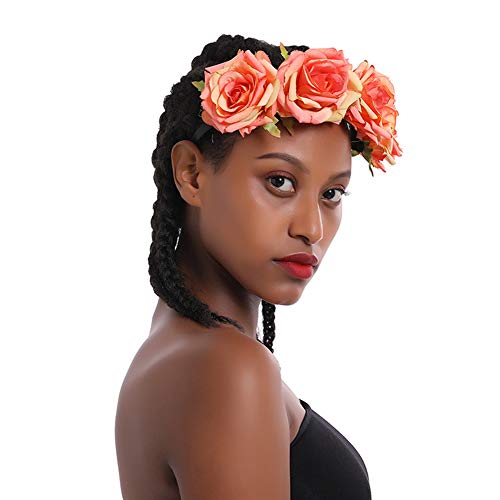 YAZILIND tela grande rosa flor Navidad accesorios para el cabello foto estudio retro diadema accesorios naranja