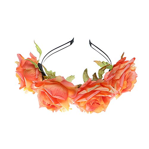 YAZILIND tela grande rosa flor Navidad accesorios para el cabello foto estudio retro diadema accesorios naranja
