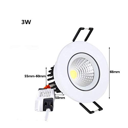 YBright Downlight LED 3W pequeña inclinación Luz empotrada en el techo Foco COB direccional luz caliente 3000k del recorte de 55-60mm 60 ° viga con ángulo LED de unidad 110-240 de tienda Corredor Disp