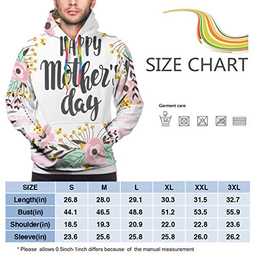 Ye Hua Feliz día de la Madre, Flores Rosas y Doradas con Destellos en una Sudadera Hooide Estampada en 3D para jóvenes a Rayas con Bolsillo XL