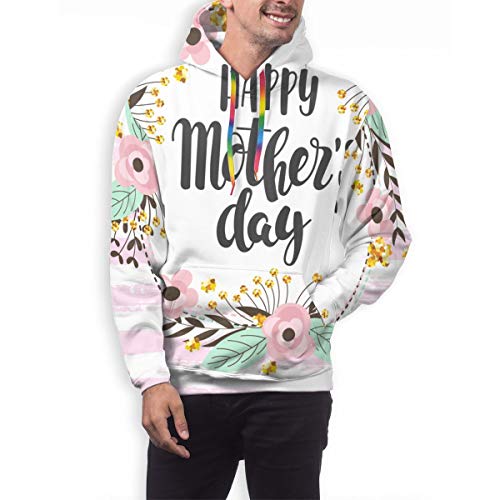 Ye Hua Feliz día de la Madre, Flores Rosas y Doradas con Destellos en una Sudadera Hooide Estampada en 3D para jóvenes a Rayas con Bolsillo XL