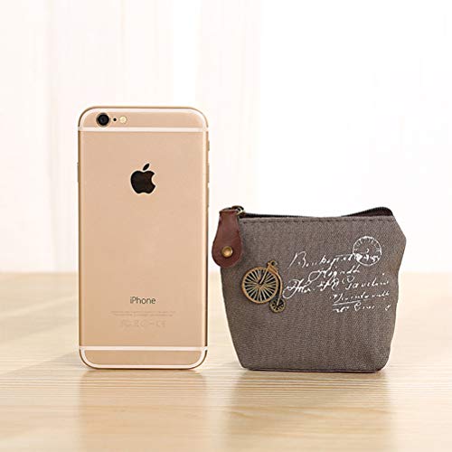 YeahiBaby - Monedero de lona, 4 piezas, con cremallera, para monedas, monedas, tarjetas de crédito, llaves, auriculares, pintalabios