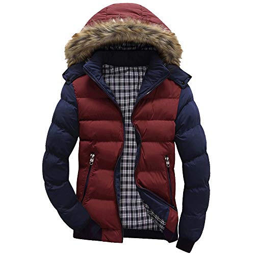 Yesmile Abrigo Cálido Casual Hombres y Niños Abrigo de Cremallera de Invierno con Capucha Manga Larga Burbuja Casual Outwear Blusa Chaqueta de Color Liso