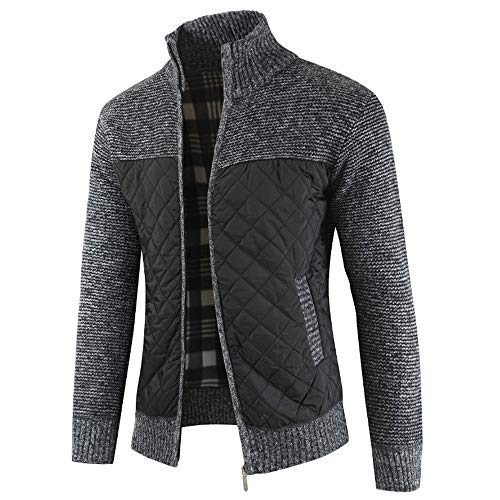 Yesmile Rebeca Hombre otoño Invierno Packwork Abrigo cálido de Manga Larga con Cremallera Cardigan de Punto Capa de Color Suave Abrigo Hombre Invierno Vestir