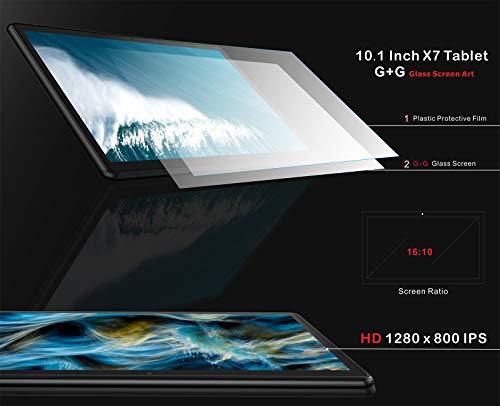 YESTEL Tablet 10 Pulgadas Android Tableta 4GB RAM + 64GB ROM + Expandido 128G Pantalla HD IPS y Quad Core Dual SIM LTE/WiFi 8000mAh Batería con Mouse y Teclado-Negro