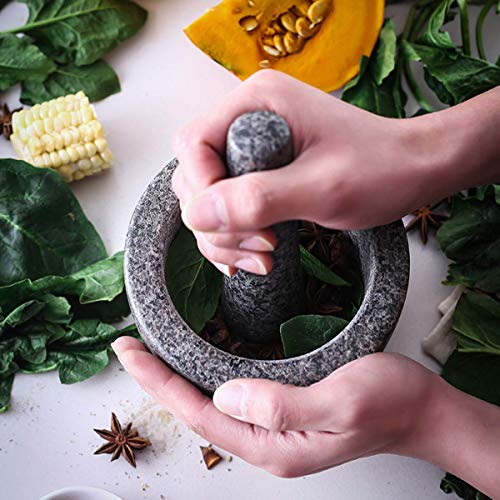 YGB Mortero y mortero Premium Granito sólido, Duradero, Natural Especias Semillas de Hierbas Trituradora de Sal y Pimienta Trituradora Pasta de molienda - Apósito cómodo y fácil de Usar