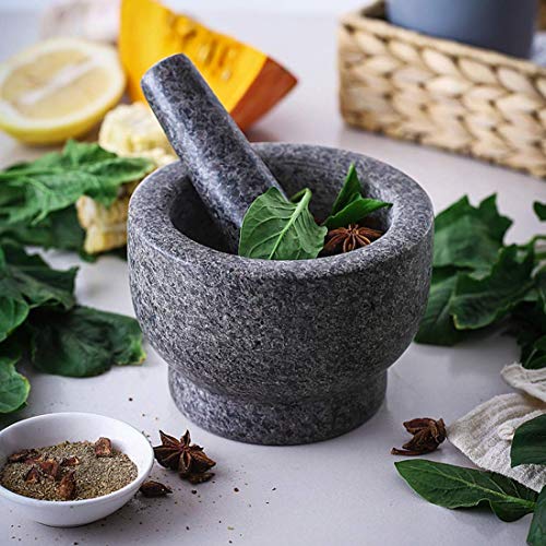 YGB Mortero y mortero Premium Granito sólido, Duradero, Natural Especias Semillas de Hierbas Trituradora de Sal y Pimienta Trituradora Pasta de molienda - Apósito cómodo y fácil de Usar
