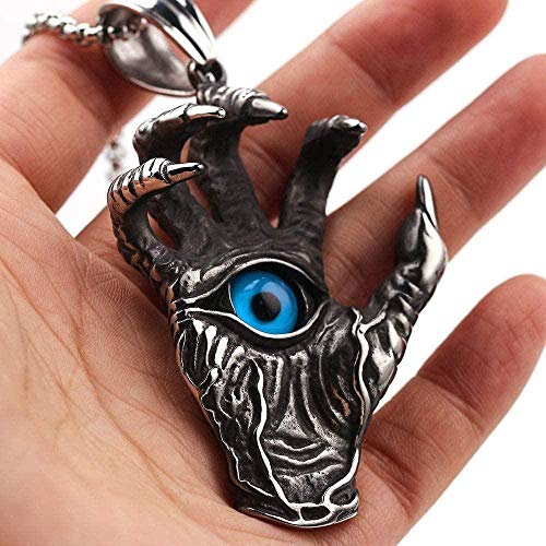 Yiffshunl Pulsera de Halloween Punk Hell Evil Devil Garra Dead Eyes Collar con Colgante Terror Halloween Ghost Collar para Hombre Collar Charm Chain Jewelry Gift Mens Womens Bracelet Bangle