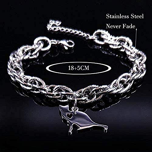 Yiffshunl Pulsera Gato Pulsera de Cadena de Acero Inoxidable Color Plateado Pulseras de Animales Joyas Unisex Diámetro Interior Ajustable Hombre Mujer Pulsera Brazalete Hermana Regalo