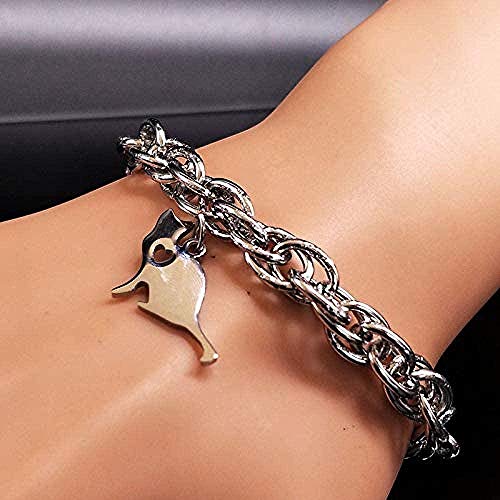 Yiffshunl Pulsera Gato Pulsera de Cadena de Acero Inoxidable Color Plateado Pulseras de Animales Joyas Unisex Diámetro Interior Ajustable Hombre Mujer Pulsera Brazalete Hermana Regalo