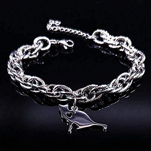 Yiffshunl Pulsera Gato Pulsera de Cadena de Acero Inoxidable Color Plateado Pulseras de Animales Joyas Unisex Diámetro Interior Ajustable Hombre Mujer Pulsera Brazalete Hermana Regalo