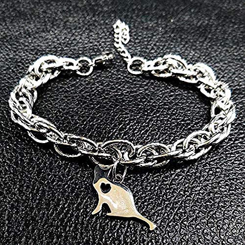 Yiffshunl Pulsera Gato Pulsera de Cadena de Acero Inoxidable Color Plateado Pulseras de Animales Joyas Unisex Diámetro Interior Ajustable Hombre Mujer Pulsera Brazalete Hermana Regalo