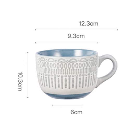 Yifuty La taza de café de gran capacidad Marcos de cristal desayuno cereal de avena Tazón Copa masculino taza de cerámica del agua de la oficina Mujer de la leche del hogar taza de agua 540ml12 * 10cm