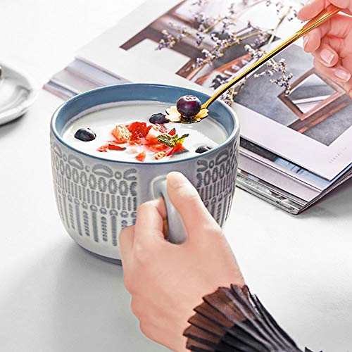 Yifuty La taza de café de gran capacidad Marcos de cristal desayuno cereal de avena Tazón Copa masculino taza de cerámica del agua de la oficina Mujer de la leche del hogar taza de agua 540ml12 * 10cm