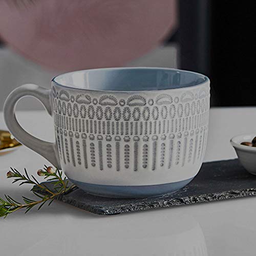 Yifuty La taza de café de gran capacidad Marcos de cristal desayuno cereal de avena Tazón Copa masculino taza de cerámica del agua de la oficina Mujer de la leche del hogar taza de agua 540ml12 * 10cm