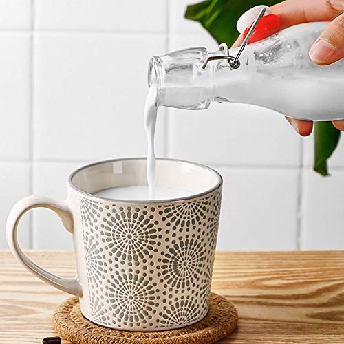 Yifuty Noria ins creativas taza de té de cristal de la leche hombres y mujeres taza de cerámica oficina de café del desayuno de avena de la moda nórdica té hogar taza de beber 8 * 13 cm / 3.2 * 5.1 pu