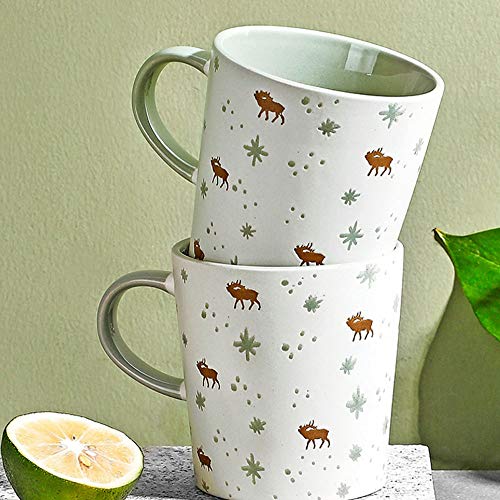 Yifuty Taza de cerámica de Cristal del té de la Leche Elk Ins Creativo Taza de los Hombres y Mujeres de la Personalidad de café de Oficina Desayuno Avena Nordic hogar de la Manera Taza de té Que Bebe