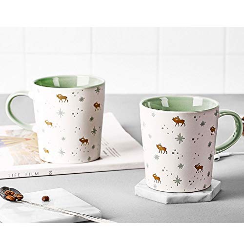 Yifuty Taza de cerámica de Cristal del té de la Leche Elk Ins Creativo Taza de los Hombres y Mujeres de la Personalidad de café de Oficina Desayuno Avena Nordic hogar de la Manera Taza de té Que Bebe
