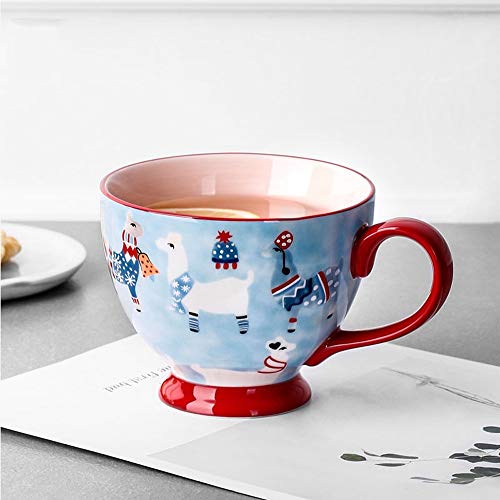 Yifuty Taza de la Historieta de cerámica de Cristal Desayuno Leche de Avena Taza de café Masculina y Femenina Parejas de Gran Capacidad Oficina Taza de té 9 * 11 cm / 3.5 * 4.3 Pulgadas