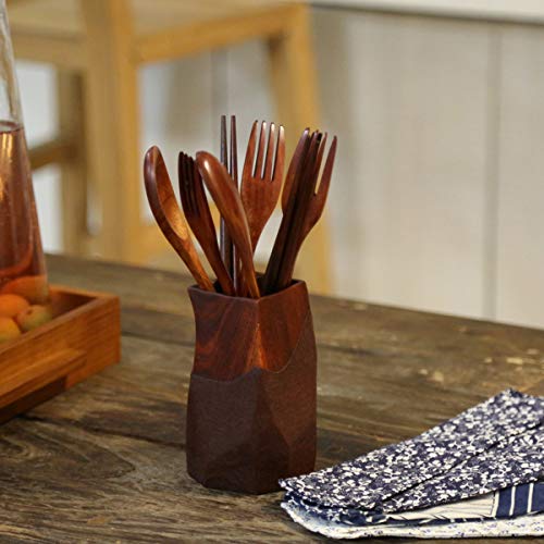 Yinuoday Palillos de Madera Cuchara Tenedor Set Utensilios de Viaje de vajilla de Estilo japonés con Bolsa para Camping, Picnic, Oficina u hogar (Style A)