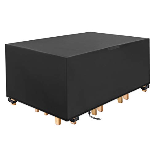 YISSVIC Cubierta de Muebles de Jardín Fundas de Muebles Impermeable Resistente al Polvo Anti-UV Protección Exterior Muebles de Jardín Cubiertas de Mesa y Silla Negro 242x162x100cm