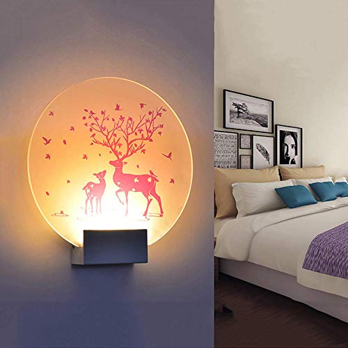 YLCJ LED Wandleuchte Innen Wandlampe Weiß 8W Modernes Acryl Zwei Elche Design Für Flur Treppenhaus Wohnzimmer Schlafzimmer8W (Drei Farben Dimmbar)[Energieklasse A++]