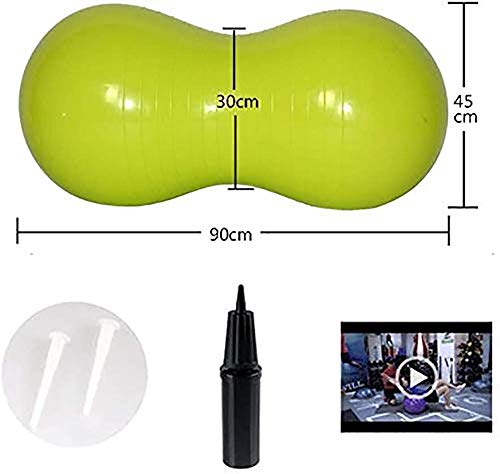 YLJYJ Pelota de Yoga, Ejercicio de PVC Pelota de Gimnasia Verde 45 * 90cm con Bomba de Aire para niños Adultos Mujeres Embarazadas Pilates Pérdida de Peso Equilibrio Entrenamiento