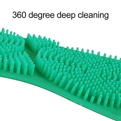 YMG Cepillo Corporal de Baño de Silicona y Cepillo Depurador de Esponja de Lufa, Exfoliante de Cuerpo Largo de Silicona Exfoliante, Toalla de Baño para Removedor de Piel Muerta,Bien para Lavar,Azul