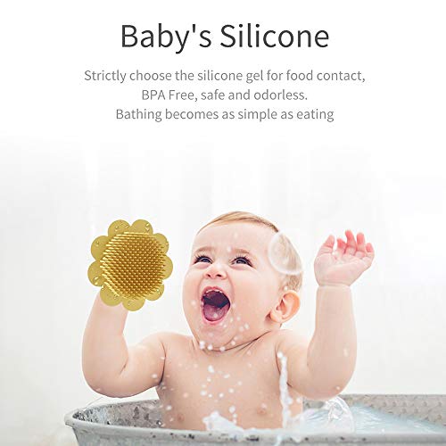 YMG Cepillo de Champú de Silicona para Bebé, Cabezal Limpio, Cepillo de Champú de Silicona Exfoliante, Ducha, Cuidado del Baño, Herramientas Domésticas para Masaje del Cuero Cabelludo,Amarillo