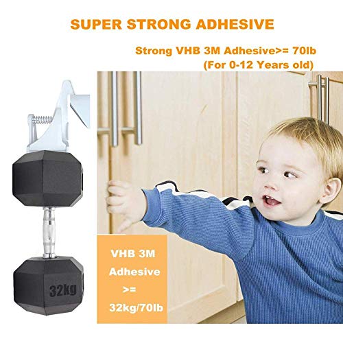 Ynnxia Armario de Seguridad para niños Cerradura de Armario de Seguridad para bebés Cerradura para niños Invisible para Armario y cajones sin taladros y Tornillos - Paquete de 10