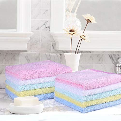 Yoofoss Toallas de bambú súper absorbentes Toalla Facial Toallas de Mano Juegos de Toallas Paños de Cara 10 Piezas 30x30 cm