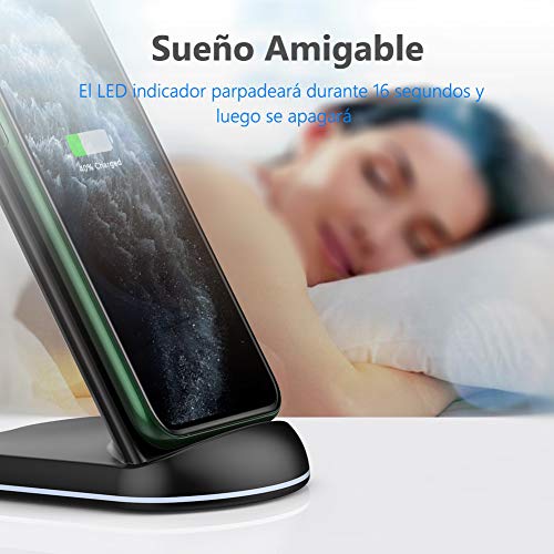 yootech Cargador Inducción Rápido, 2 Pack 10W Carga Inalámbrica para Galaxy S20/Note 10/S9/S9+/Note 8/S8/S8+/S7/S6, 7.5W para iPhone SE 2020/11/11 Pro/11 Pro MAX/XS MAX/XR/XS/X/8+/8(No Adaptador)