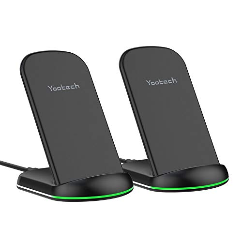 yootech Cargador Inducción Rápido, 2 Pack 10W Carga Inalámbrica para Galaxy S20/Note 10/S9/S9+/Note 8/S8/S8+/S7/S6, 7.5W para iPhone SE 2020/11/11 Pro/11 Pro MAX/XS MAX/XR/XS/X/8+/8(No Adaptador)