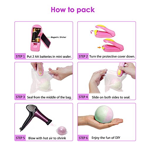 Yotako Kit de molde para bombas de baño, forma de bomba de baño de metal, 6 juegos de 12 piezas con 50 bolsas de depilación y 1 mini sellador de calor para hacer bombas de baño