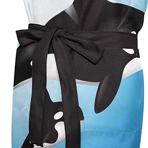 YUDILINSA Delantal Personalizado, nuevos Delantales creativos Delantal de Calidad Profesional,Orca Familia Madre y bebé Nadar Océano Niños Paternidad Tema