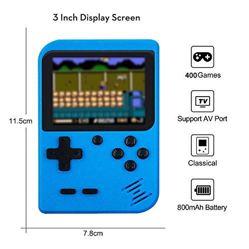 YUDOXN Consola de Juegos 3 Pulgadas 800 Juegos Retro FC Game Player Consola de Juegos Clásica 1 Carga USB para 2 Jugadores Soporte TV Juegos Portátiles Consolas Juega 3 Horas para Niños y Adultos …