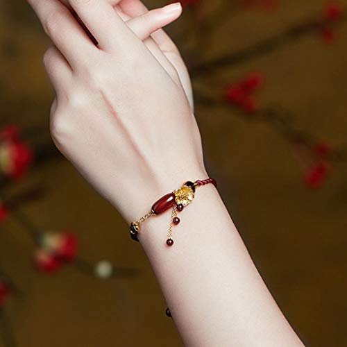 YUESFZ Brazalete Tobilleras Pulseras Dia De La Madre Pulseras El Corte Ingles Colgante Chino Ciruela Niña Viento Nacional Ajustable Cuerda Roja Auspiciosos De Año Nuevo