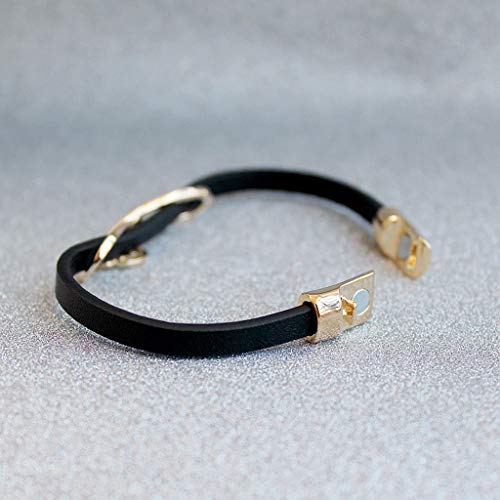 YUESFZ Brazalete Tobilleras Pulseras el Corte Ingles Correa De Cuero Negra con Hebilla Magnética Pulsera Temperamental con Símbolo De Infinito Femenino Pulsera con Números Romanos Salvajes